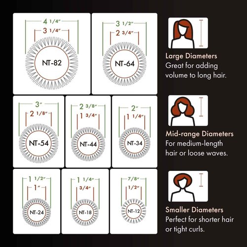 Olivia Garden NanoThermic Ceramic + Ion Round Thermal Hair Brush - Not Electrical - Professional Blowout Brush for Normal to Thick Hair - 1" to 2 1/8" - Diameter Barrel - NT-54, 44, 34, 24