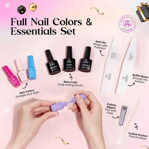 Beetles Gel Nail Polish Set - Seasons Variations 48 Colors Gel Polish Kit Brown Nude Pink Red Blue White with Base Top Coat Home DIY UV LED Soak Off Nail Art Salon Manicure Starter Kit Gift for Women