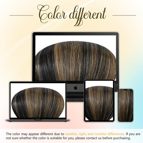 Newfeeling Clip in Hair Extensions Real Human Hair 22 inch 75g Straight Remy 100% Human Clips ins Extension #1BP6 Remy Hair Extensions Clip ins for Women