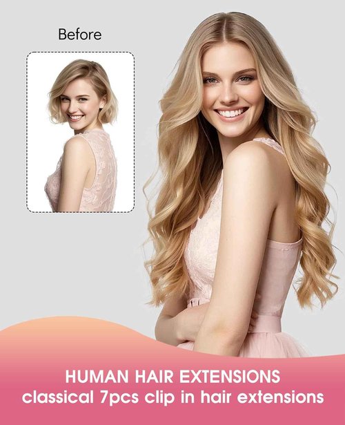 Youngsmile Clip in Hair Extensions Human Hair, 18Inch 7Pcs 120g Human Hair Extensions Clip in Balayage Ash Brown Fading to Platinum Blond mixed Ash Blond (CLIP#8/60/18-18Inch)