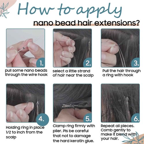 S-noilite Nano Bead Hair Extensions Human Hair Nano Ring Hair Extensions Balayage Pre Bonded Nano Tip Human Hair Extensions Nano Link Hair 50g 50 Strands 18 Inch #27 Dark Blonde
