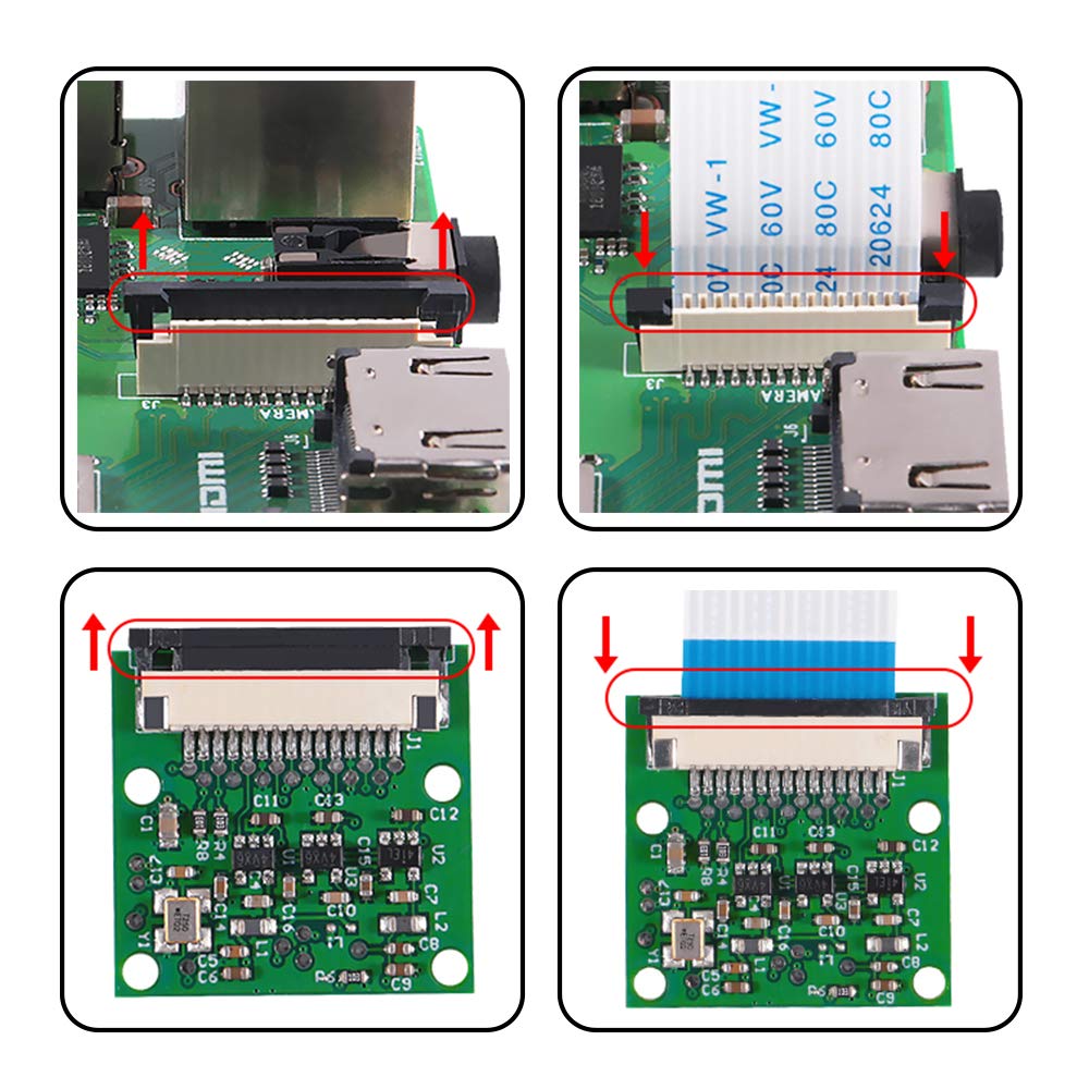 Aokin for Raspberry Pi Camera Module, 2 Pcs 5MP 1080P with OV5647 Sensor Video Camera Module for Raspberry Pi A/B/B+/2/3/3B+/4 with 15cm Flex Cable