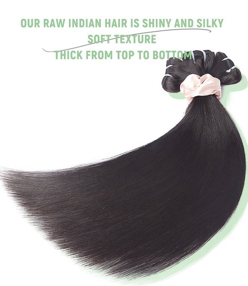mlip Raw Bundles Human Hair Straight, No Tangle Shedding, Keep Texture Silky Soft After Multiple Washes, 15A Raw Indian Hair Bundles 18 Inches, Triple Lifespan 3X