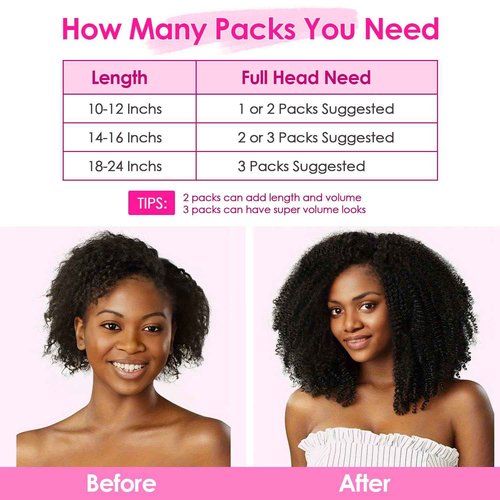 Afro Kinky Curly Clip In Hair Extensions 120g Brazilian Virgin Human Hair for Black Women 4B 4C Natural Black 8Pcs 20 Clips Seamless & Tangle-Free 20 Inch