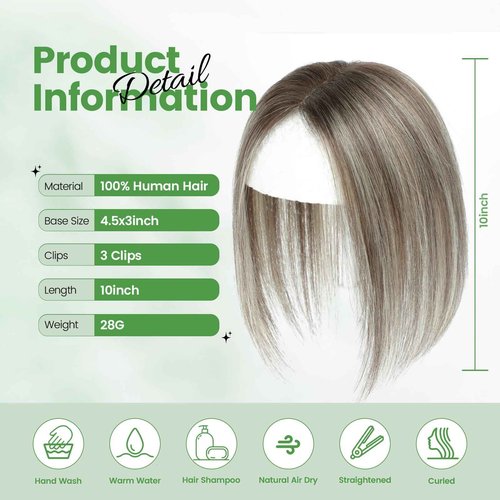 HOLFWALF Hair Toppers for Women Upgrade Swiss Lace Base Hair Topper 10inch Hairpieces for Women with Hairloss (Ombre Medium Brown with Blond Highlight)