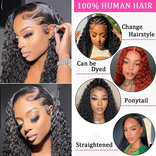 HCHHCH 13x6 Full Lace Frontal Wig Water Wave Virgin Human Hair Wigs 200% 18 Inch Deep Wave 13x6 HD Full Lace Frontal Wigs For Black Women Wet and Wavy Wig