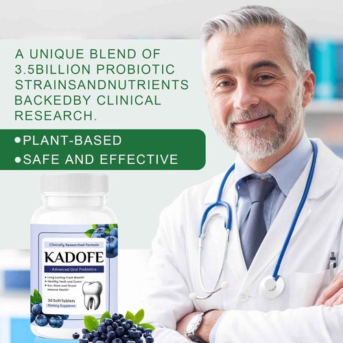 Kadofe Oral Probiotics for Teeth and Gums & Fresh Breath - Gum Restore & Bad Breath Treatment for Adults |3.5 Billion Advanced Oral Probiotics for Bad Breath, Chewable 30 Tablets (Mixed-4pcs)