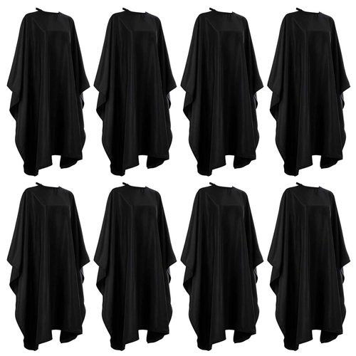 Barber Cape 63"x57" Hair Salon Capes Professional Hair Cutting Cape Black Waterproof Haircut Cape with Adjustable Snaps 8Pack