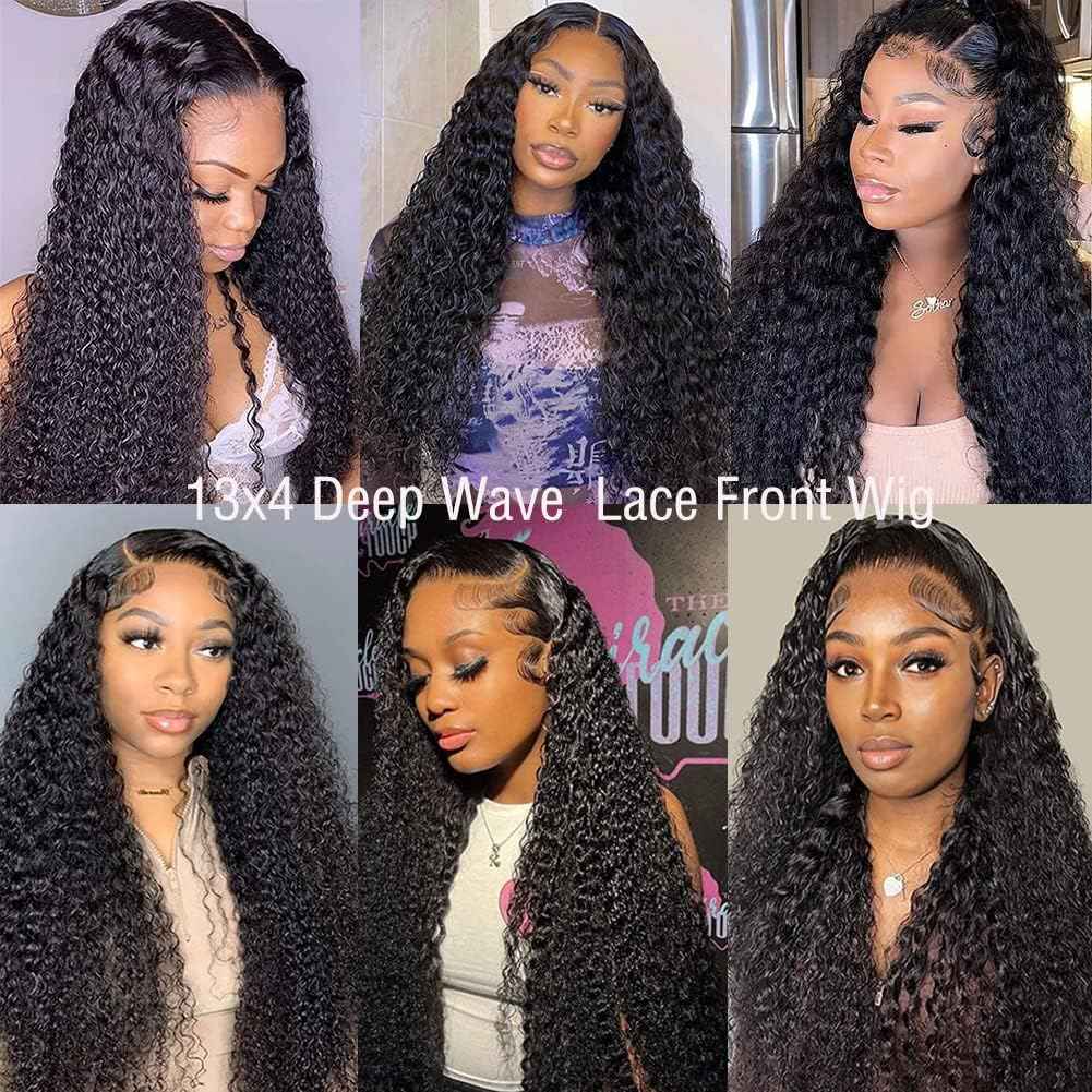 26 Inch Lace Front Wigs Human Hair 13x4 HD Deep Wave Lace Front Wigs Human Hair Wigs for Women Deep Curly Lace Frontal Wig Glueless Wigs Human Hair Pre Plucked with Baby Hair 180 Density