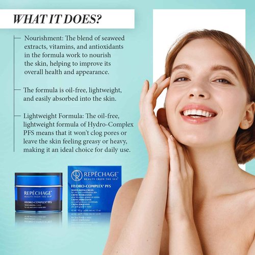 Repechage Hydro-Complex PFS Hydrating Face Cream for Normal to Dry Skin – Non-Comedogenic Moisturizer with Seaweed Extract, Niacinamide & AHAs – Supports Skin Elasticity, Smooths Fine Lines, 1.5 fl oz