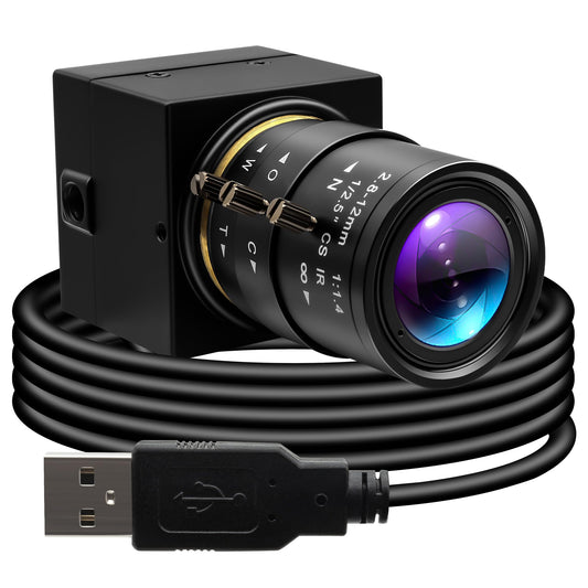 ALPCAM 1080P USB Camera with 2.8-12mm Varifocal Lens, 0.01Lux Low Light Webcam H.264 IMX323 Computer Camera for Video Conference, Plug & Play for Windows/Linux/Mac
