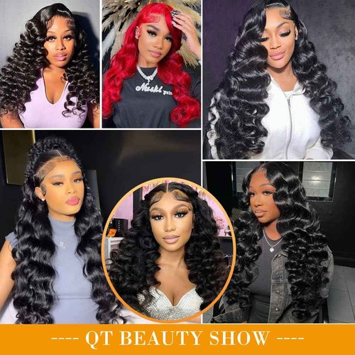 QTHAIR 16A 13x4 HD Lace Frontal Human Hair Loose Wave Frontal Pre Plucked with Baby Hair Ear to Ear Transparent Lace Closure 100% Unprocessed Brazilian Virgin Human Hair (20inch)