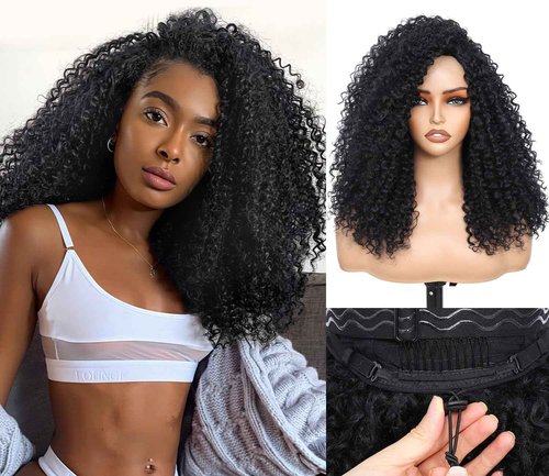 Fine Plus Curly Half Wig for Black Women, 3 in 1 Glueless Half Wig Seamless Flip Over Protein Synthetic Curly Wig Soft Fiber Feel Like Human Hair Long Lasting Curl Degree Lightweight Beginner Friendly
