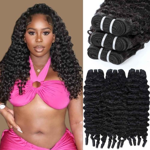 Burmese Curly Bundles Human Hair 16 18 20 Inch 100% Unprocessed Quick Weave 3c4a Deep Wave Bundles with Spiral Curly End Real Human Hair Extensions 12A Burmese Curly Human Hair Bundles Natural Black