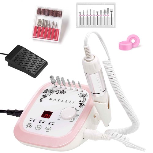 Makartt Nail Drill Bits, 10Pcs Dimond Sanding Bit Set Bundle With Genesie Nail Drill Professional 35000RPM Electric Nail File Machine