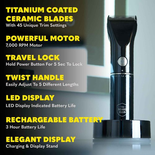 Beard Club Mens Grooming Kit & Beard Trimmer for Men - Professional Cordless Electric Hair & Moustache Trimmer, Straight Razor, Shampoo, Balm, Brush & Comb - Grooming Kit Gift Set