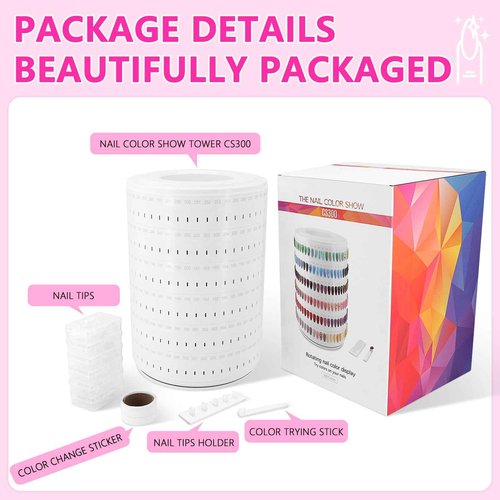 Nail Polish Display Book 300 Colors, Professional Nail Color Display Show Nails Sample Book (CS300)