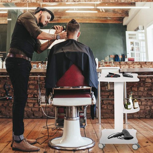 Salon Trolley, Salon Cart Beauty Hairdresser Trolley Salon Rolling Cart Alloy Stand Instrument Tray Beauty Spa Tool Station, White