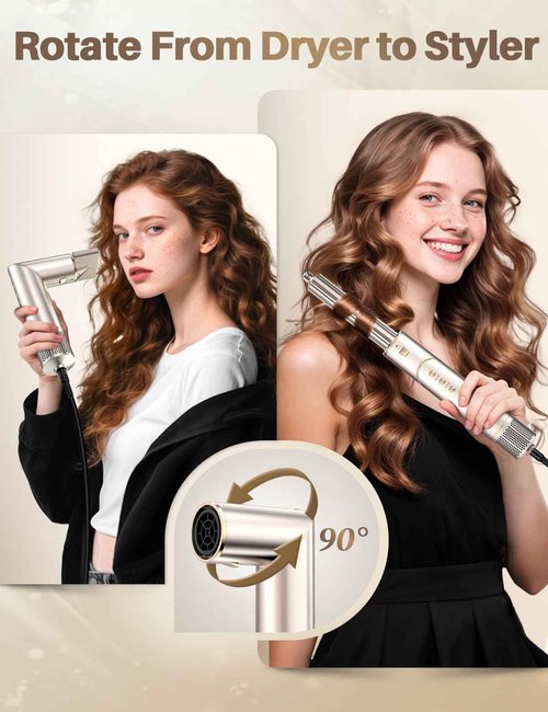 Maicifi 7 in 1 Hair Dryer Brush, Hot Air Brush Styler,110,000 RPM High-Speed Multi-Styler, Negative Ionic Blow Dryer Brush for Auto-Wrap Curling, Fast Drying, Frizz Control & Heat Protection