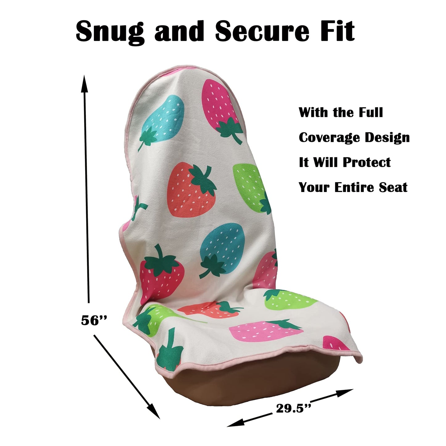 LoyaGour Car Seat Cover Protector Front Seats,for Gym Workout,Running,Swimming,Beach and Hiking,Waterproof Sweat Towel Bucket Seat Covers for Cars SUV Trucks (Strawberry, 1Pcs)