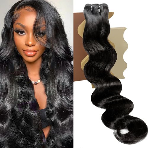 Lynch 15A Body Wave Bundles Human Hair, 24 Inch Real 100% Unprocessed Raw Cambodian Hair 1 Bundle, Plush Thick Cambodian Virgin Hair 105 Gram Per Bundle Natural Black For Woman