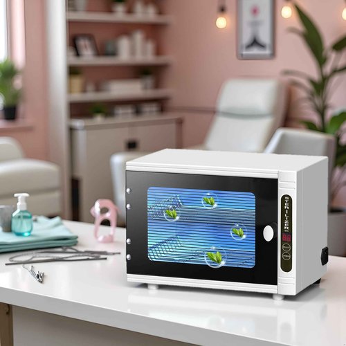 Henlivy Nail Tool cleaning cabinet, Large capacity, Double mode Stainless Steel cleaning with Timer Control for Spa Beauty Home Metal Tools