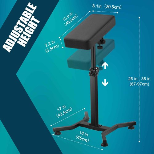 POARMEEY Professional Tattoo Arm Rest Stand, Black Metal, Portable Ergonomic Support with Height Adjustment, Tattoo Studio Equipment