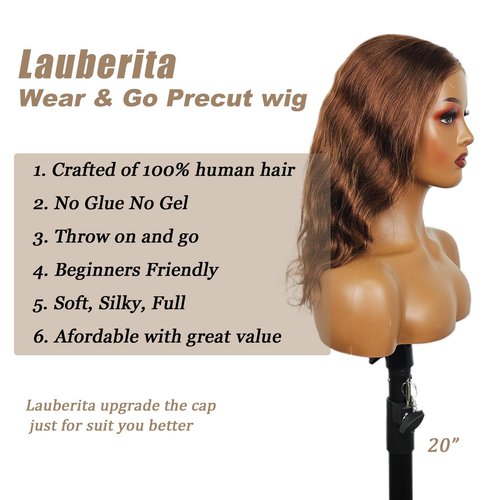 Lauberita 22 Inch 5x5 HD Lace Closure Wigs Human Hair Wear and Go Glueless Wigs Pre Plucked Pre Cut 180% #4 Chocolate Brown Lace Front Wigs Human Hair