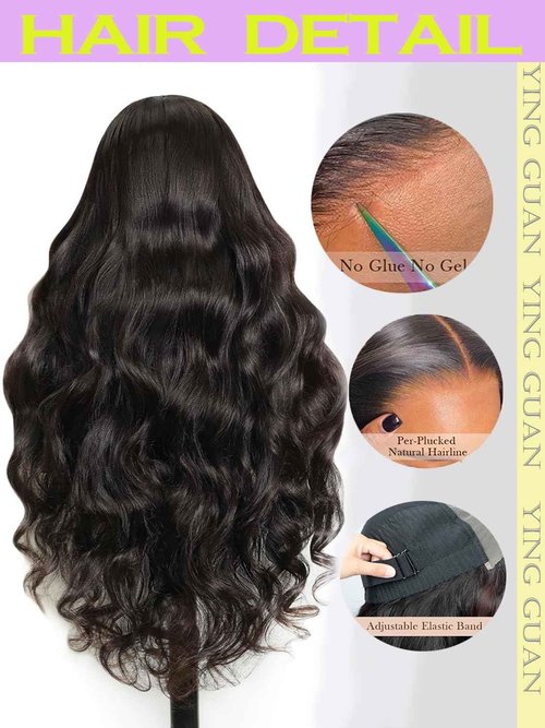 Ying Guan 250 Density Hd Lace Front Wigs Human Hair Wear and Go Glueless Wigs Human Hair Pre Plucked Lace Bleached Knots Lace Front Wig 250 Density body wave Wig 13x4 Body Wave frontal Wigs 24 inch