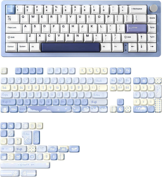 YUNZII AL66 Wireless Mechanical Keyboard(Milk Switch, Blue), 136 Keys MOA Keycaps(Blue)