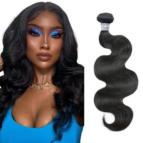 BERRYS FASHION Human Hair Bundles, 9A Brazilian Virgin Human Hair for Black Women, Body Wave Straight, Double Weft, Natural Black, 1 Bundle / 3 Bundles 10 12 14 16 18 20 22 24 26 28 inch
