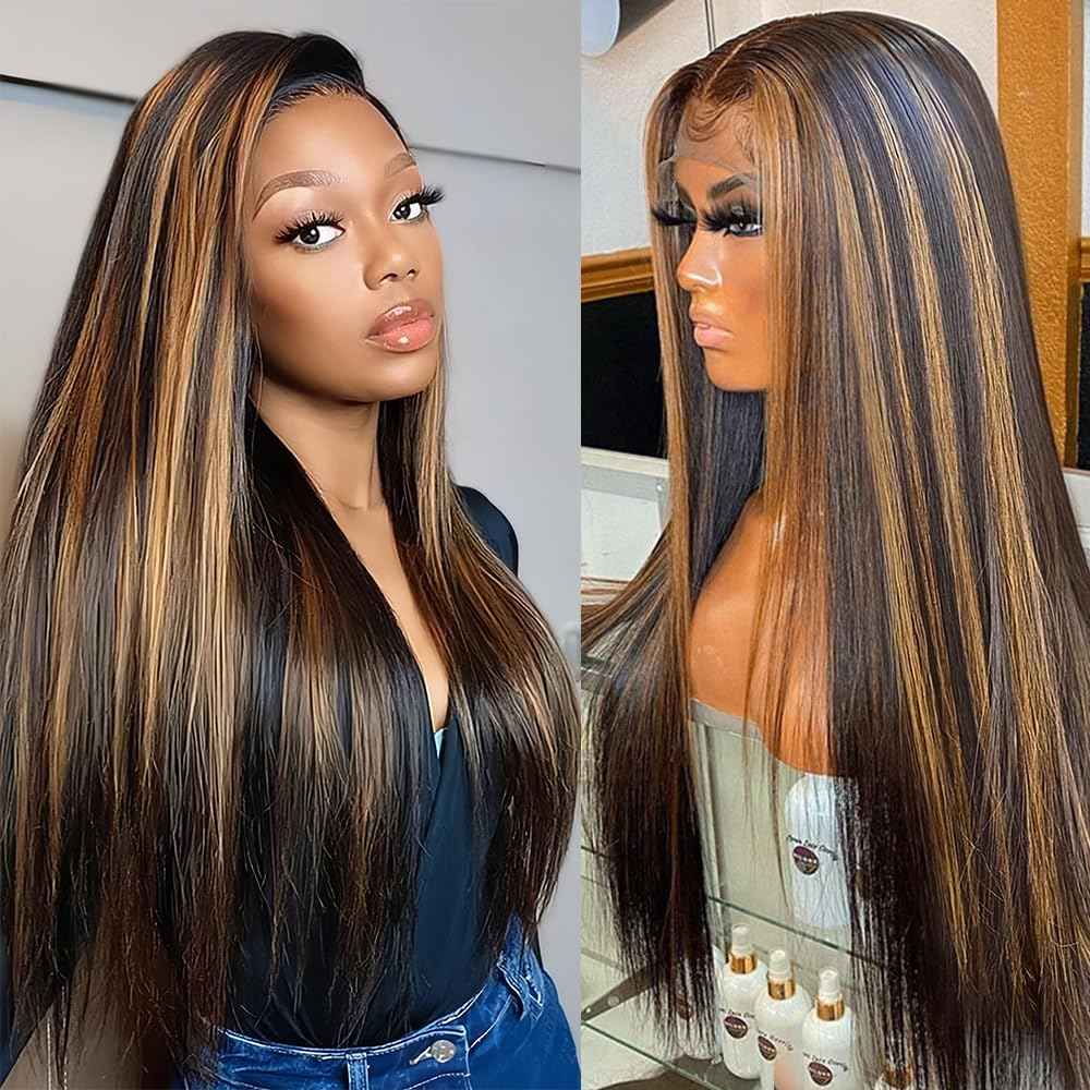 IFTIME Highlight Ombre Lace Front Wig Human Hair 180 density 26 inch straight wigs human hair 13x4 lace front wigs human hair wigs for black women