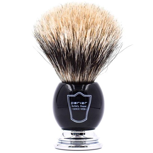 Parker 96R Men's Safety Razor Shave Set - Includes Parker Luxurious 3-Band Pure Badger Shave Brush, Deluxe Chrome Shave Stand & Parker 96R Butterfly Open Safety Razor