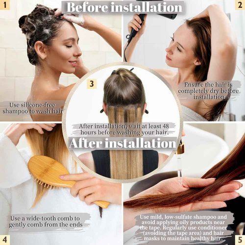 Tape in Hair Extensions Real Human Hair 24 Inch Dark Auburn Double Sided Tape for Skin Weft Hair Extension Invisible Straight Remy Human Hair for Women 20pcs (33#,24 Inch)