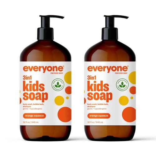 Everyone Liquid Hand Soap Refill, 1 Gallon, Meyer Lemon and Mandarin & 3-in-1 Kids Soap, Body Wash, Bubble Bath, Shampoo, 32 Ounce (Pack of 2)