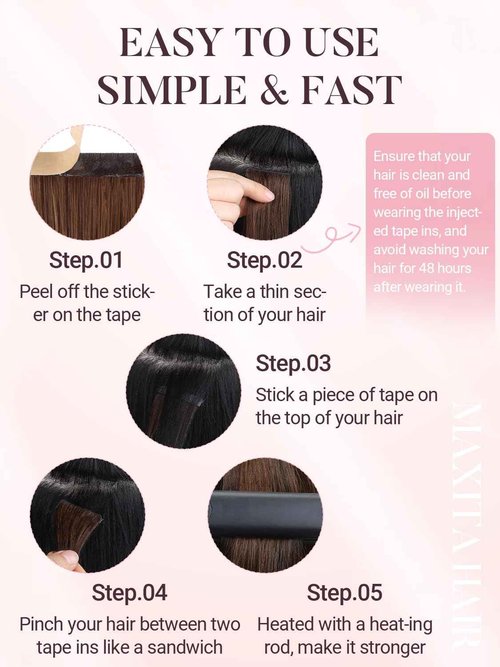 MAXITA Invisi Edge Tape in Hair Extensions Human Hair 16 Inch 50g 20pcs Balayage Dark Brown to Chestnut Brown Seamless Invisible injected tape in hair extensions Silky Smooth