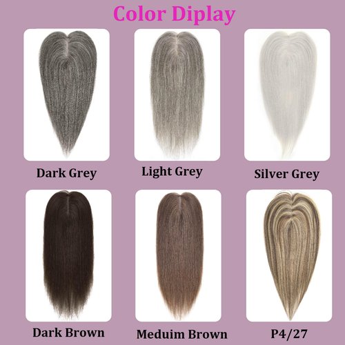 YWGYWG Hair Toppers for Women Real Human Hair, 4x4.8 Inch Upgrade Basement 360° Cover 3D Clip in Hairpieces for Women with Thinning hair, 14 Inch 2# Dark Brown