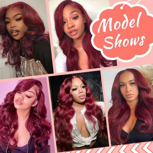 FASCARA human hair wig 26 Inch 13x4 body wave lace front wigs human hair 99J burgundy transparent lace front wigs 180% density pre plucked body wave wig with baby hair