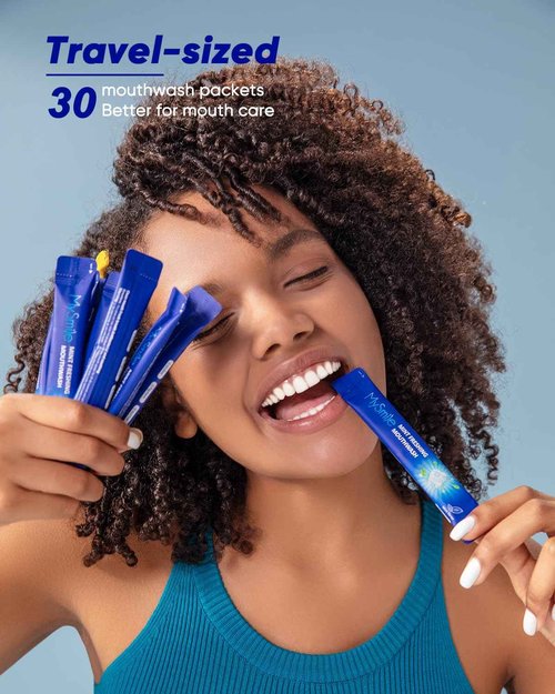 MySmile LP221 UVC Sterilizable Cordless Water Flossers Mouthwash Alcohol Free, Fresh Mint, 60 Uses