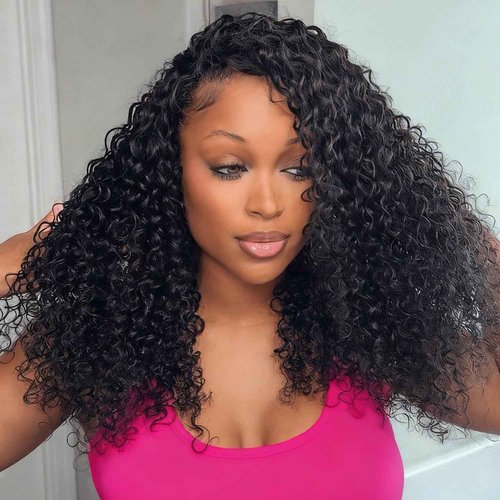 RUI MEI SI Half Wig Human Hair 200% Density Water Wave Glueless Wigs Human Hair 3 in 1 Drawstring Seamless Flip Over With Adjustable String Invisible Hairline Beginner Friendly Headband Wig 18 Inch