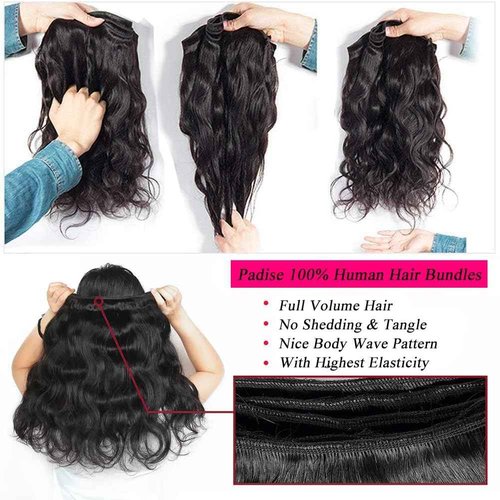Selina 3 Bundles Human Hair 24 24 24 Inch Brazilian Body Wave Bundles 300g Remy Hair Natural Black Color (24 24 24Inch, Body Wave)