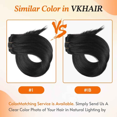 VKHAIR Clip in Hair Extensions Real Human Hair 20 inch, 8Pcs/120g Human Hair Clip in Extensions, Seamless Clip in Hair Extensions Human Hair #1 Jet Black, 20 Inch