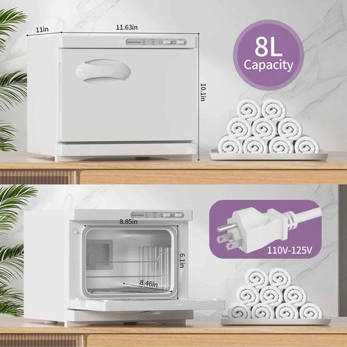 Towel Warmer, 8L Hot Towel Warmers for Facials, Salon Towel Warmers for Spa and Home,Barbershop, Esthetician.(White)