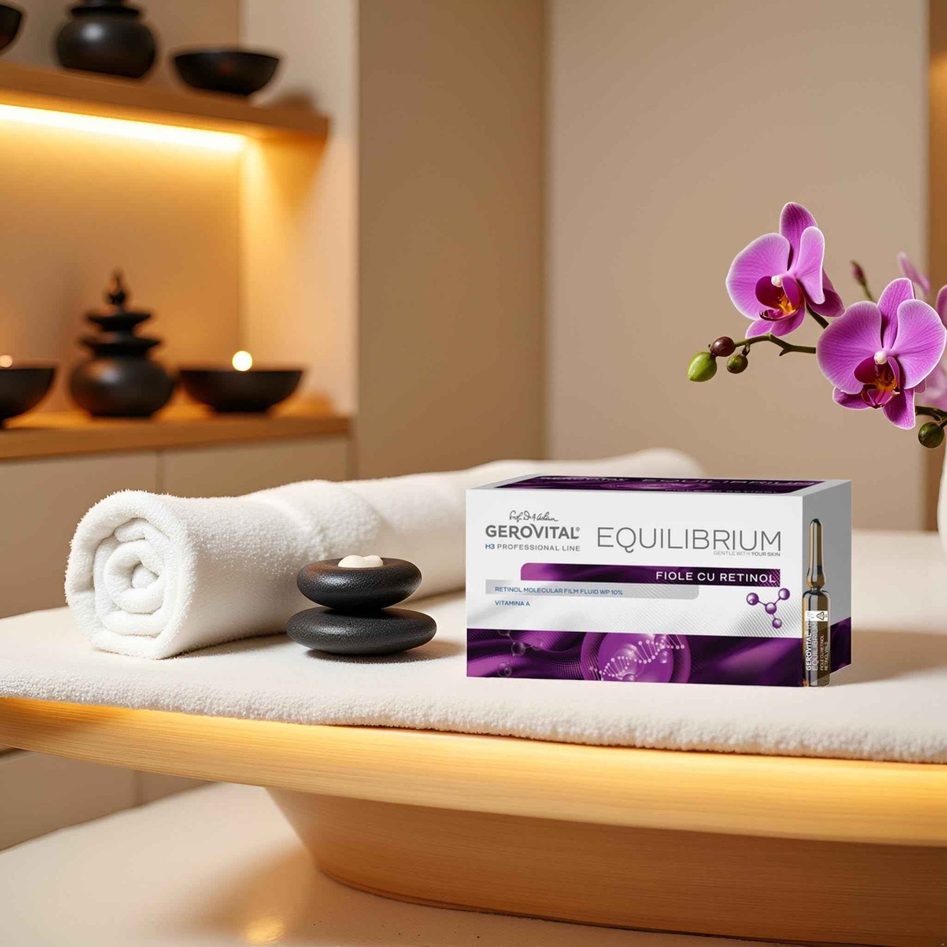 GEROVITAL EQUILIBRIUM Face Serum with Retinol, Moisturizer Face Serum, Improves Skin Elasticity, Professional Line for Beauty Salons, 20 Vials