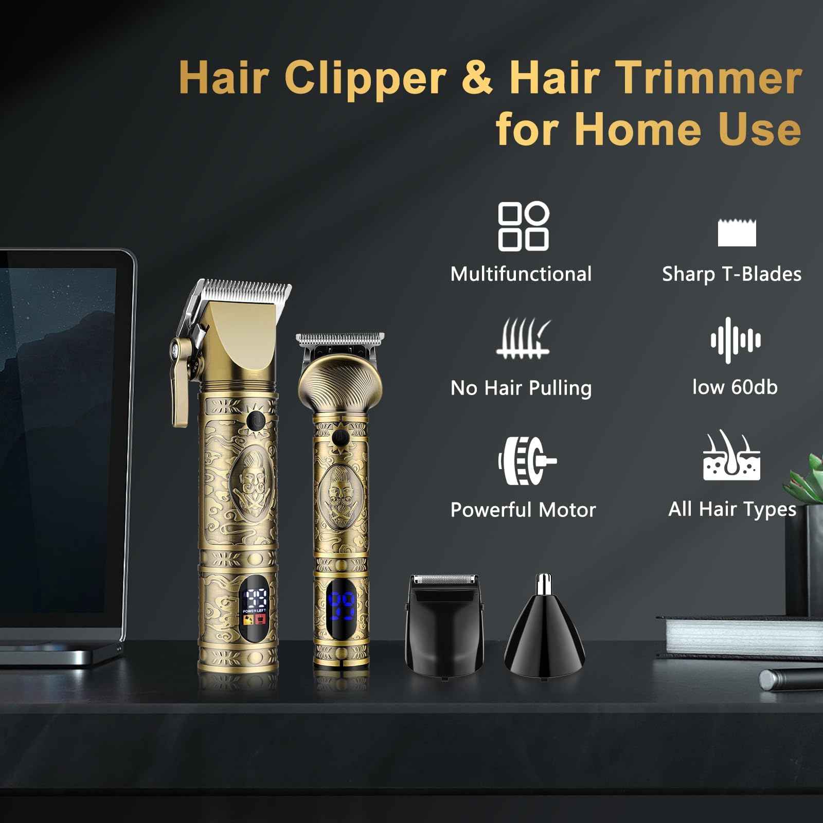 GSKY Hair Clippers for Men Professional, Cordless Clippers for Hair Cutting, Mens Hair Clippers and Trimmer Kit for Barber with LED Display