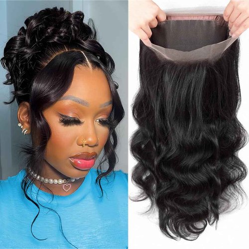 Zhengshuo 360 Lace Frontal Human Hair With Baby Hair - Body Wave HD Transparent Lace Frontal, Raw Virgin Human Hair, 360 Closure Natural Color 22 Inch