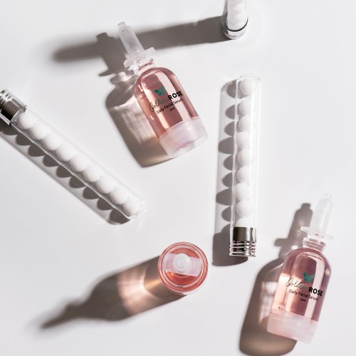 Bevanni Golden ROSE Serum + CollaGEMS - Pure Rose Essential Oil with Colloidal Gold, Hyaluronic Acid & Vitamin C & Collagen Balls - Daily Face Routine for Anti-aging, Firming, Restore & Brighten Skin