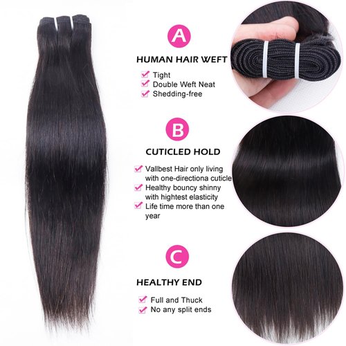 Afrodiva Straight 3 Bundles Human Hair 22 24 26 Inch 100% Unprocessed Brazilian Virgin Human Hair Bundles Double Weft Weave Bundles Straight Hair 70g/Bundle Hair Natural Color