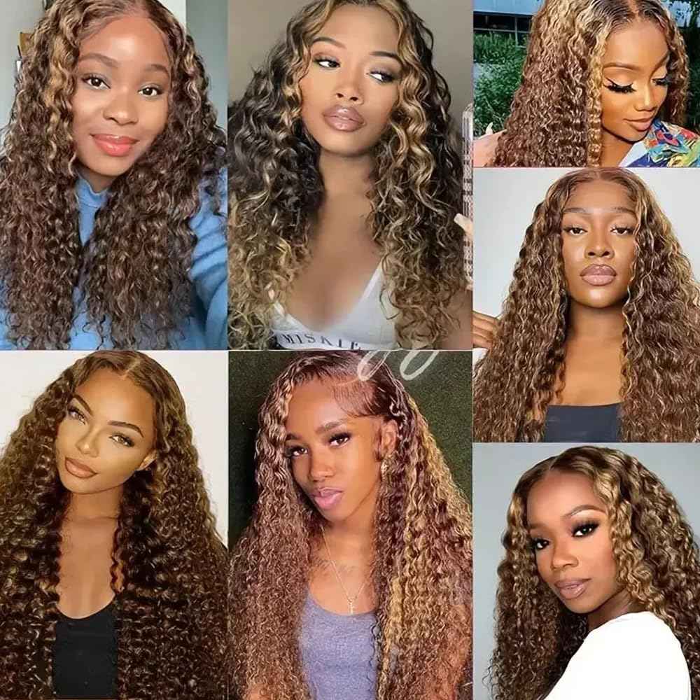 28 30 32 inch P4/27 Human Hair Bundles Ombre Highlight Water Wave Bundles Honey Brown Human Hair Bundle Blonde and Brown Color