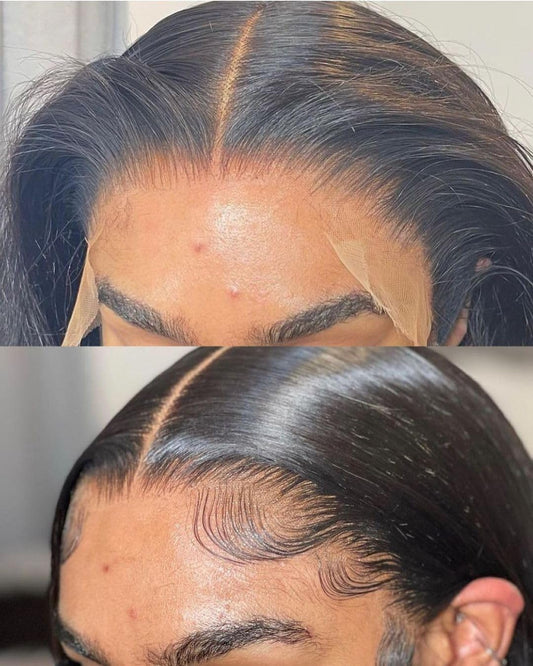 KRN 13x4 HD Lace Frontal, 0.10mm Skinlike Ultra-thin Invisible Frontal HD Lace Pre Plucked with Baby Hair 12A Silk Straight Brazilian Human Hair Extensions Single Knots 12 Inch